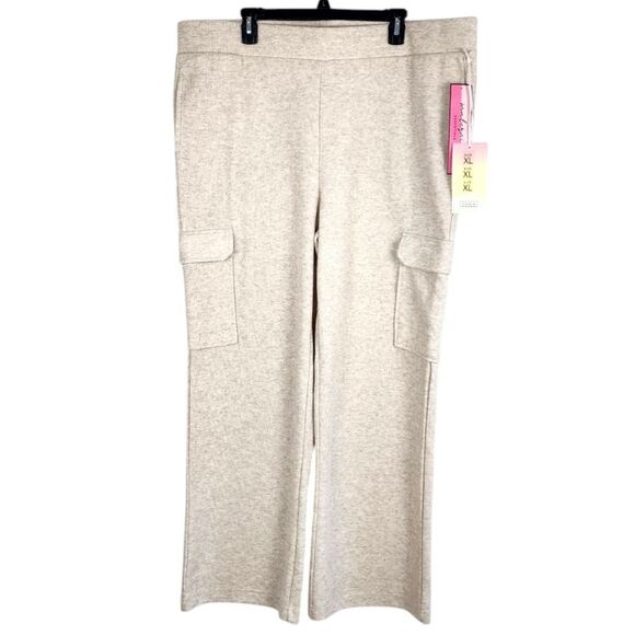 First Kick Maternity Sweatpants Cargo Pants Wide Leg Joggers Cream Size XL - Picture 1 of 15
